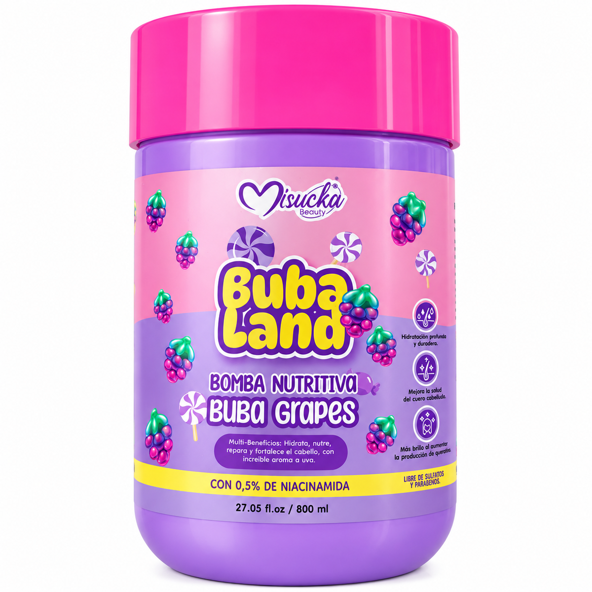 Bomba Nutritiva Capilar Misucka Buba Land Buba Grapes 800 ml