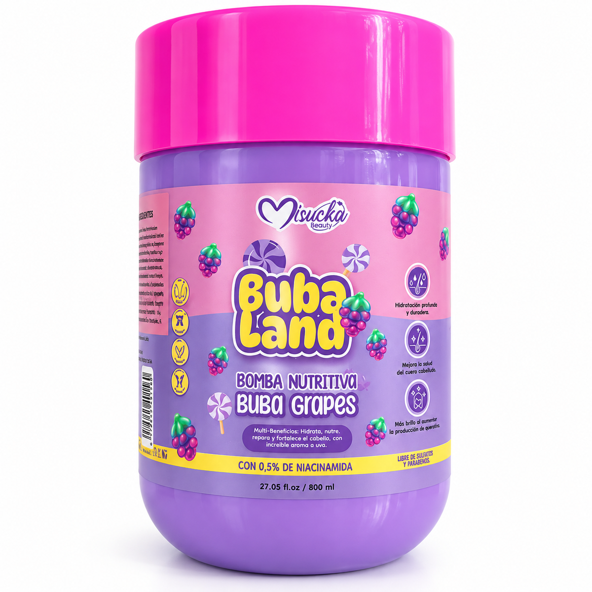 Bomba Nutritiva Capilar Misucka Buba Land Buba Grapes 800 ml