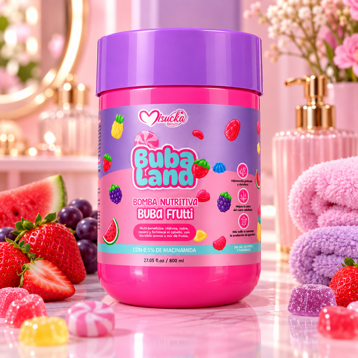 Bomba Nutritiva Capilar Misucka Buba Land Buba Frutti 800 ml