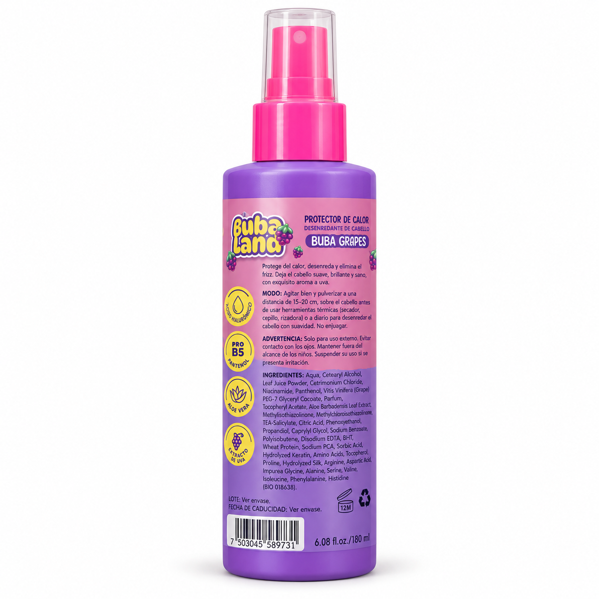 Protector Térmico y Desenredante Misucka Buba Land Buba Grapes 180 ml