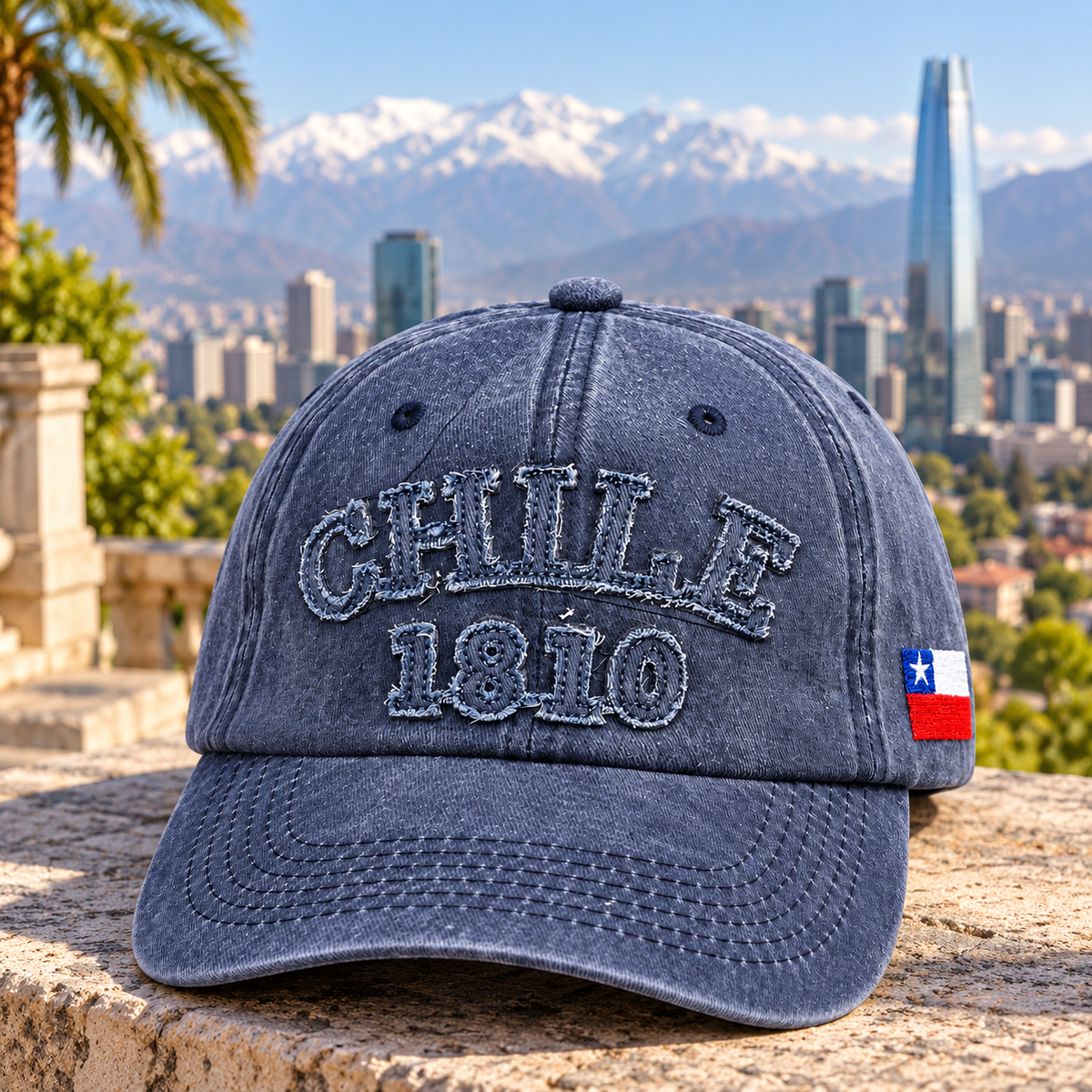 Gorro Jockey Bordado Chile 1810 Azul