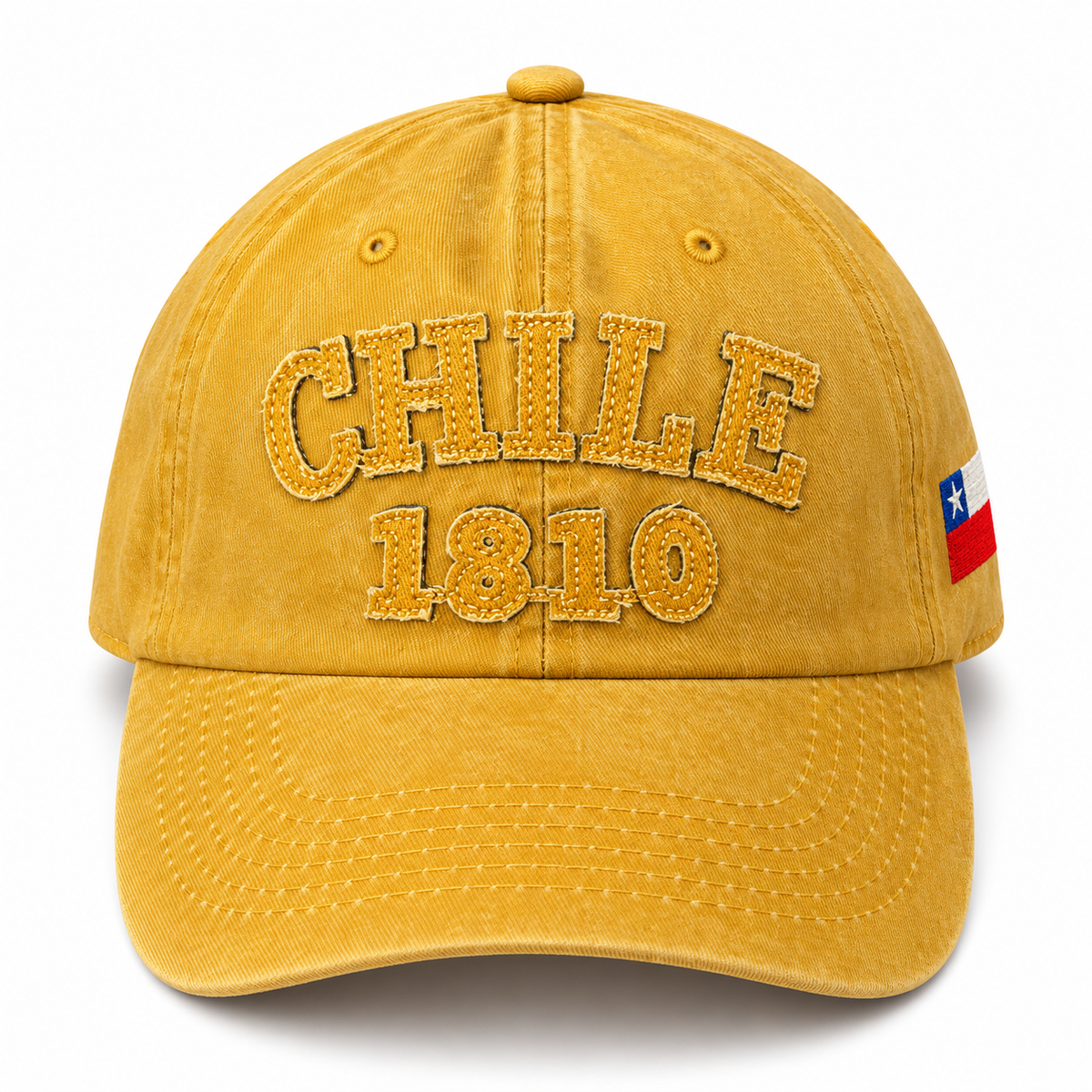 Gorro Jockey Bordado Chile 1810 Mostaza