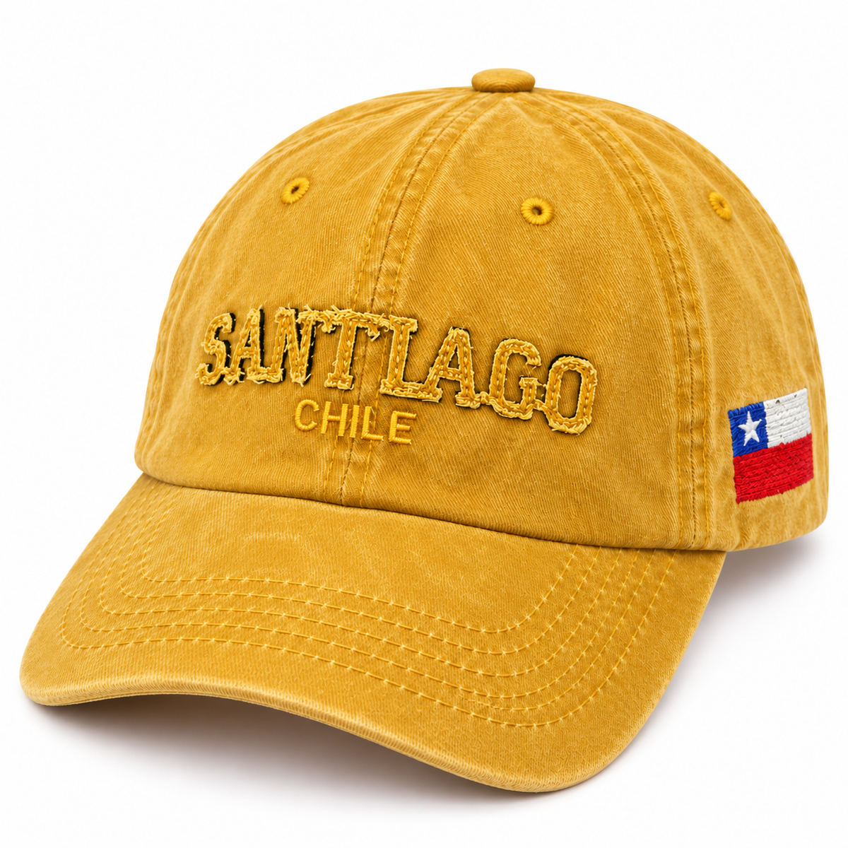 Gorro Jockey Bordado Santiago Chile Mostaza