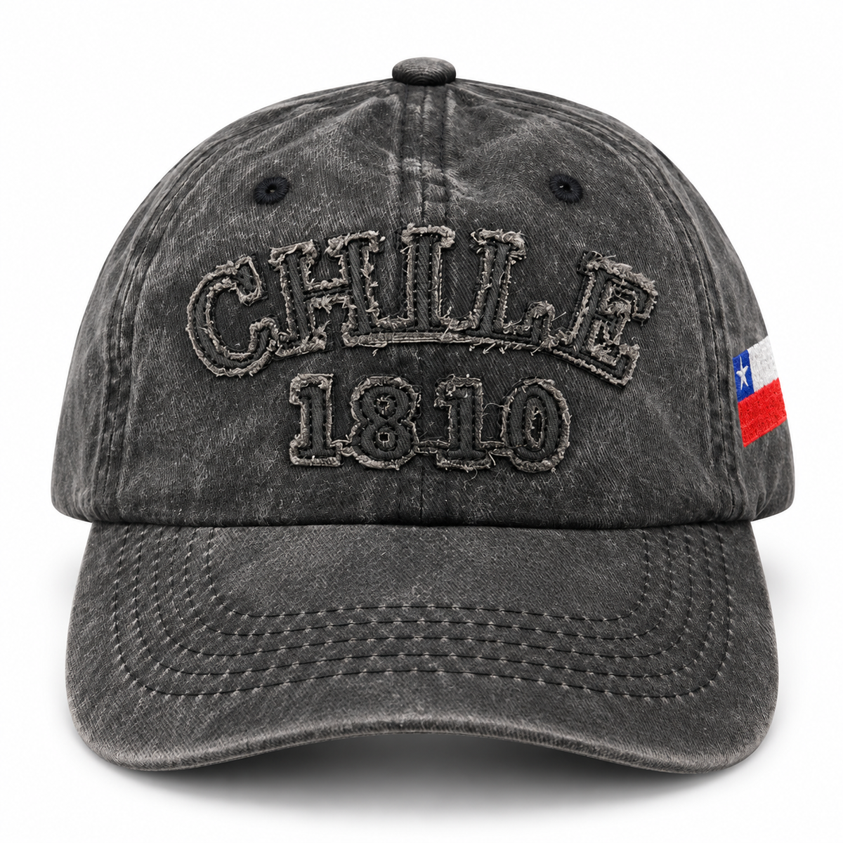 Gorro Jockey Bordado Chile 1810 Gris