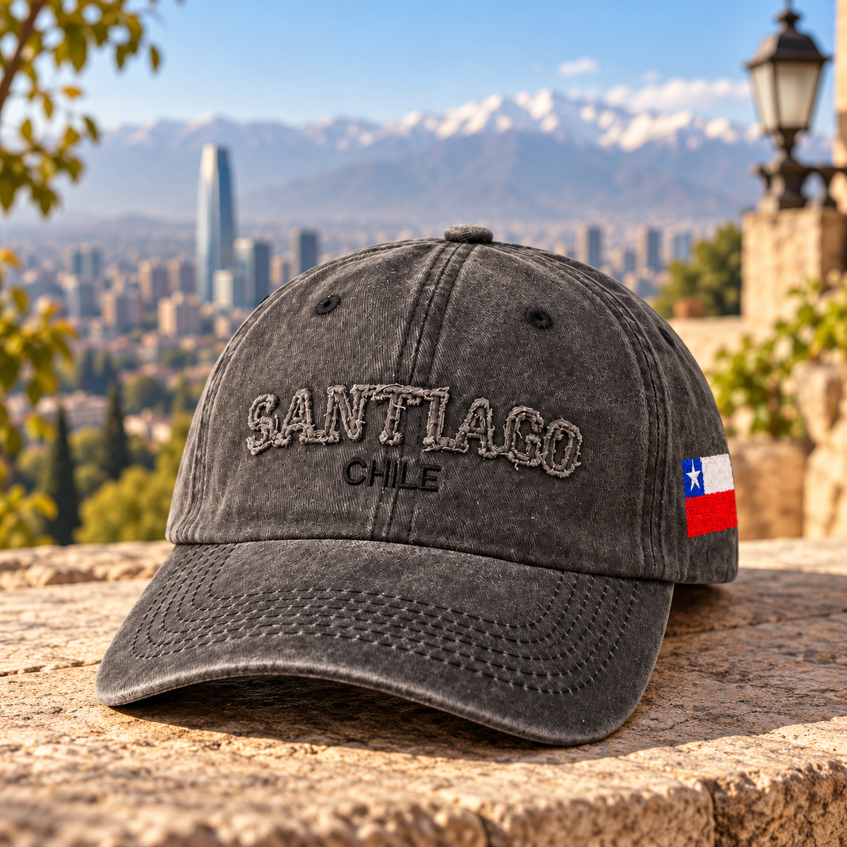 Gorro Jockey Bordado Santiago Chile Gris