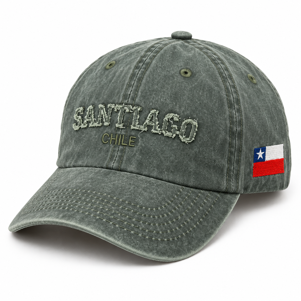 Gorro Jockey Bordado Santiago Chile Verde