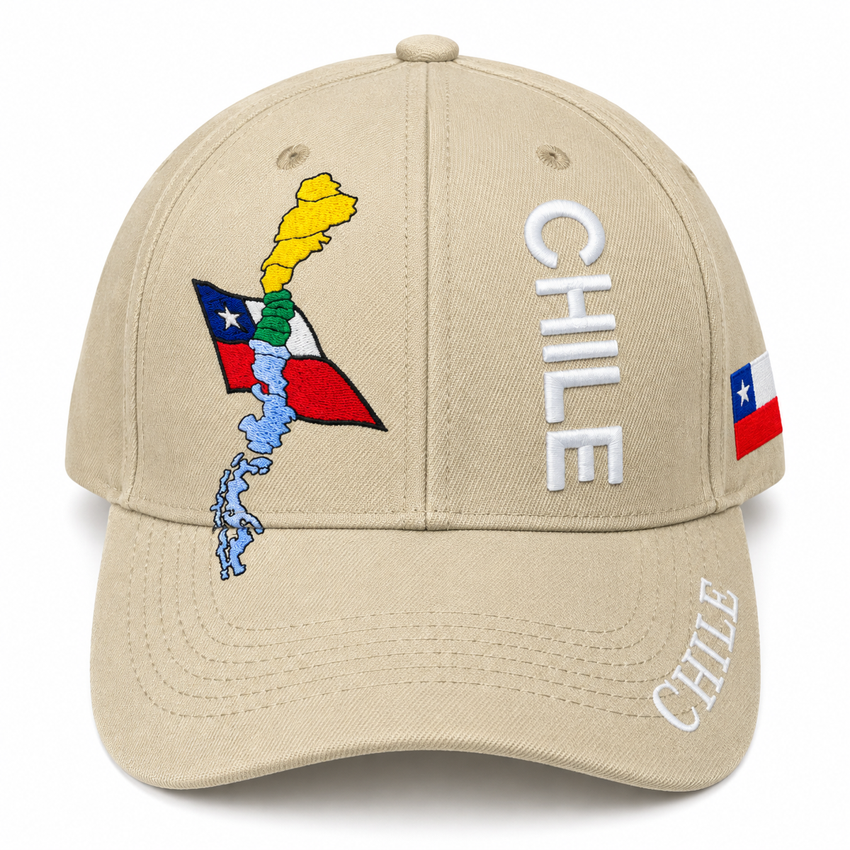 Gorro Jockey Bordado Chile Marrón Claro