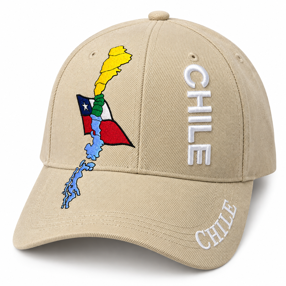 Gorro Jockey Bordado Chile Marrón Claro