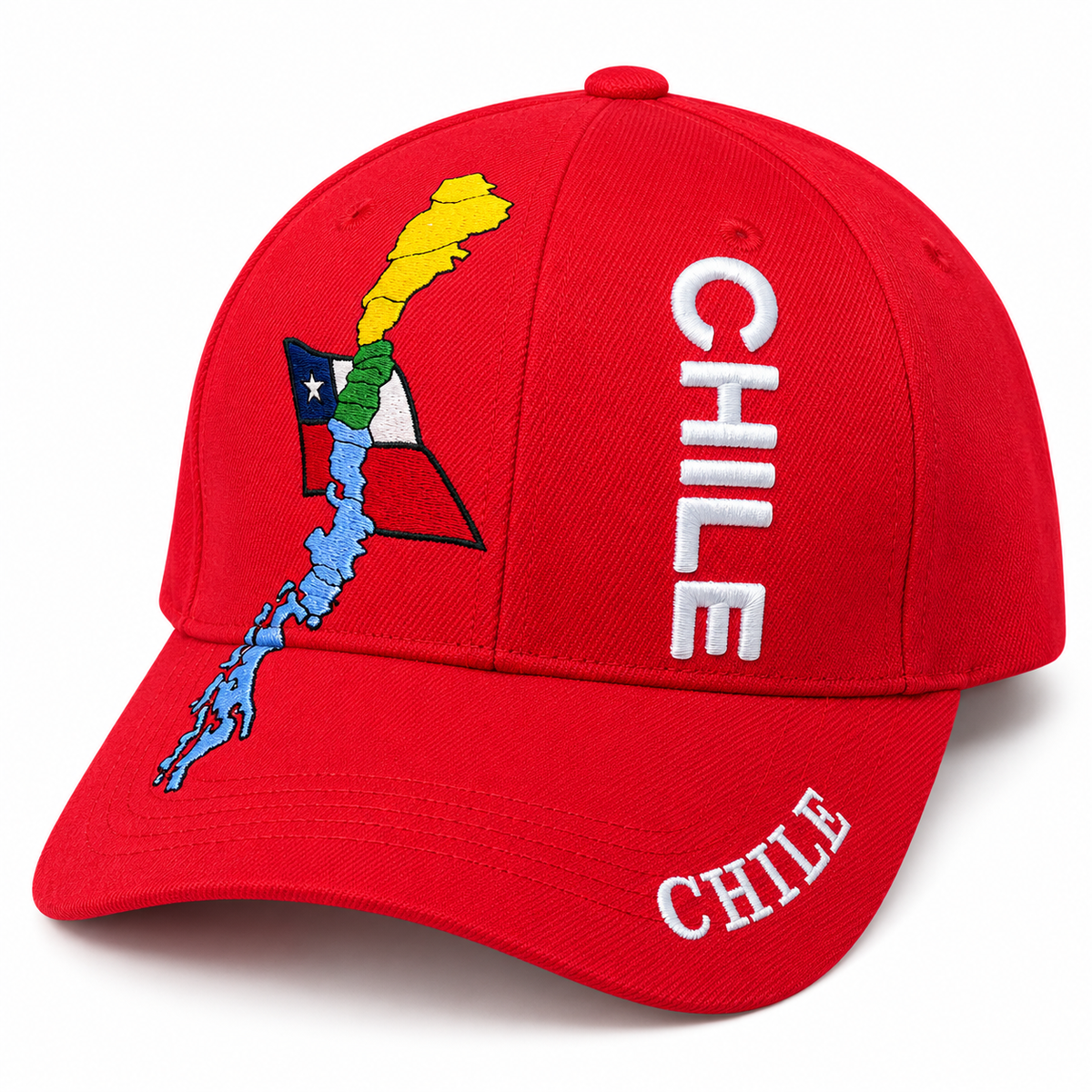 Gorro Jockey Bordado Chile Rojo