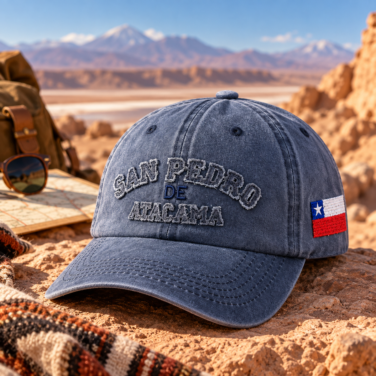 Gorro Jockey Bordado San Pedro de Atacama Azul