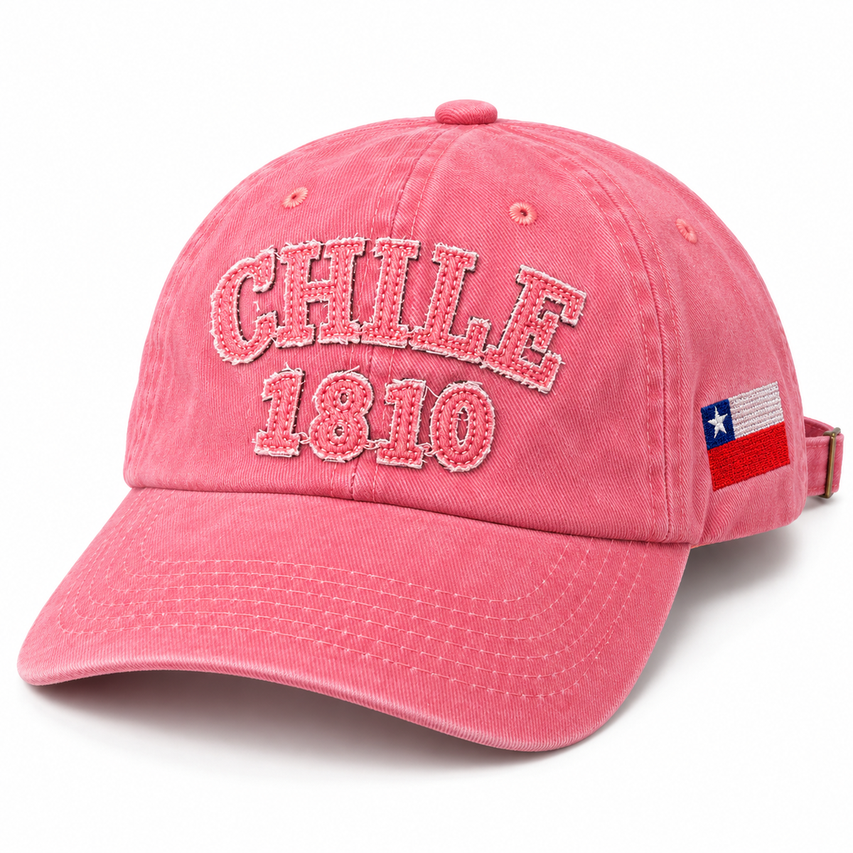 Gorro Jockey Bordado Chile 1810 Coral