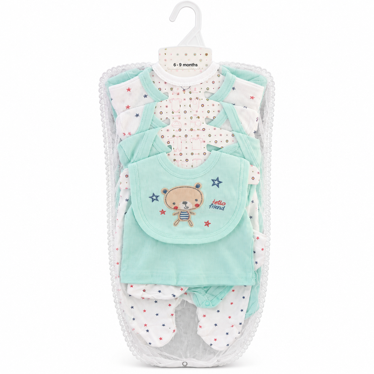 Set de Ajuar para Bebé 8 Piezas Osito Azul Talla 3–6 meses