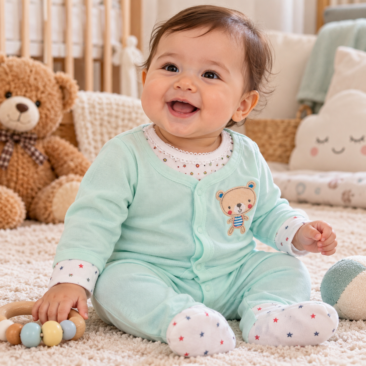 Set de Ajuar para Bebé 8 Piezas Osito Azul Talla 3–6 meses