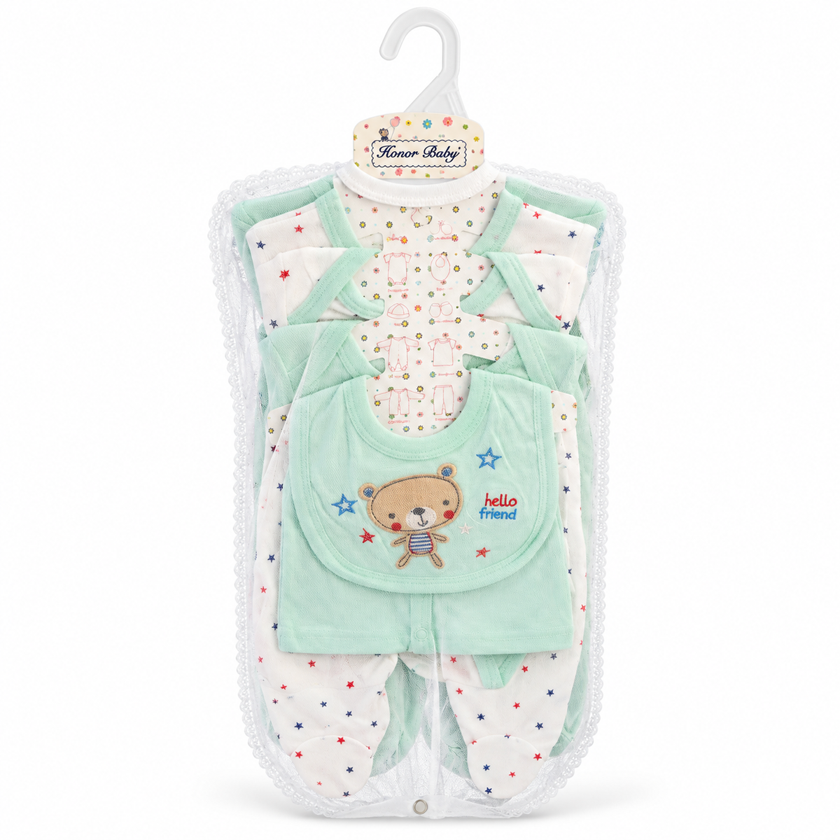 Set de Ajuar para Bebé 8 Piezas Osito Azul Talla 6–9 meses