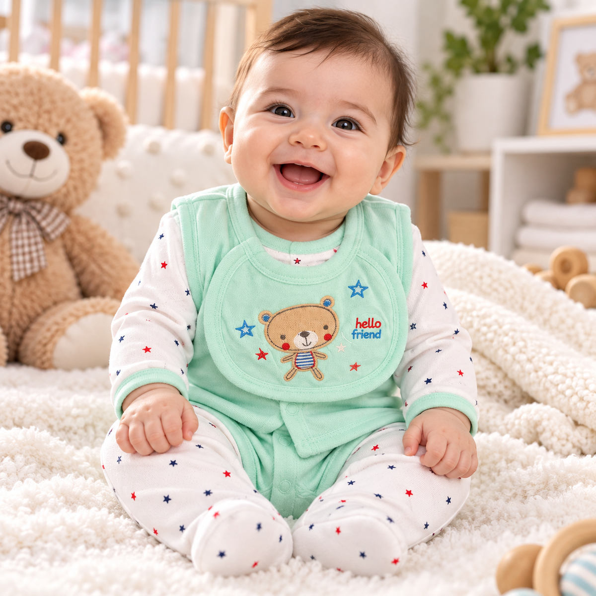 Set de Ajuar para Bebé 8 Piezas Osito Azul Talla 6–9 meses