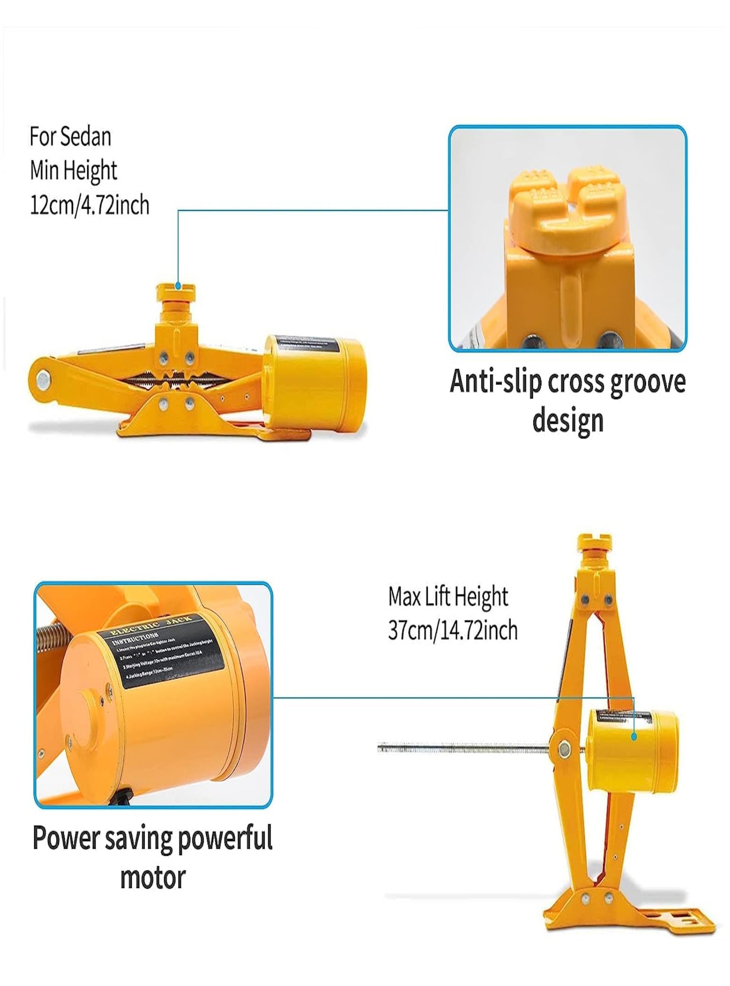 Gata Eléctrica Tijera 12v 2 Toneladas para Autos