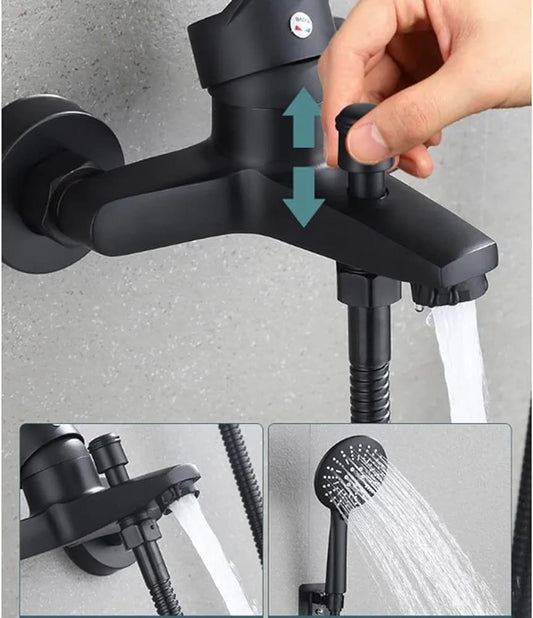 Llave Monomando Grifo Para Tina Ducha Negro Cuadrado