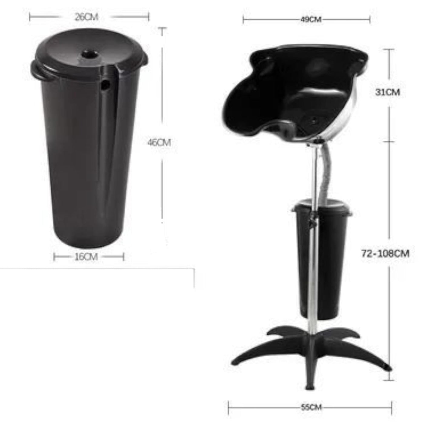 Lavapelo Portatil de Peluqueria Con Depósito de Agua