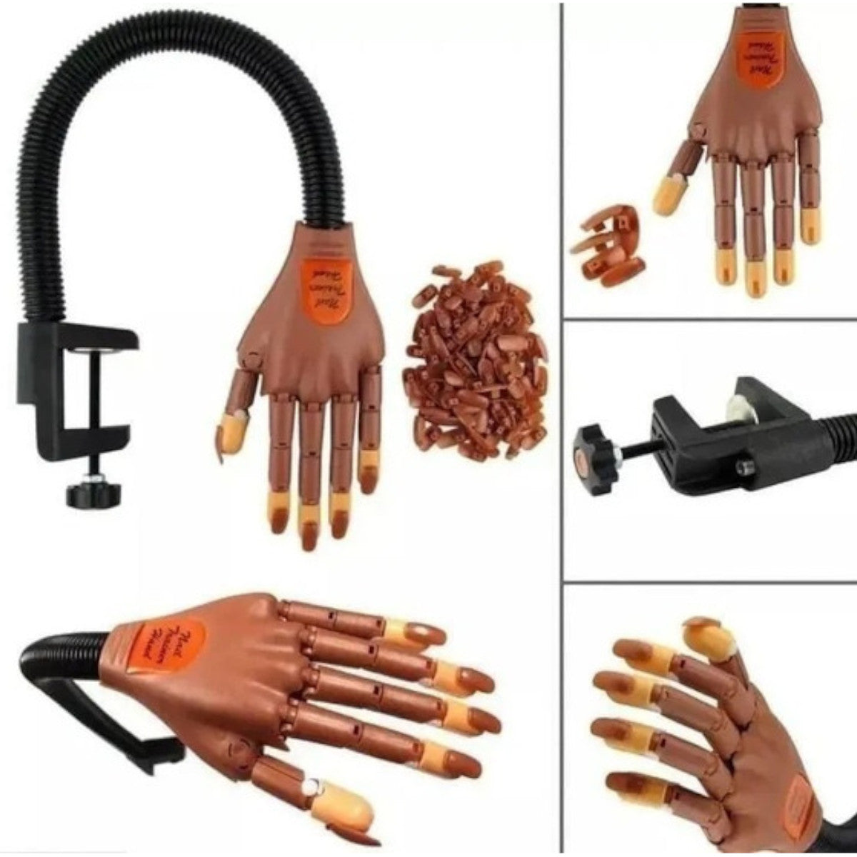 Mano Articulada Para Practicas De Manicure + 100 Uñas Pcs