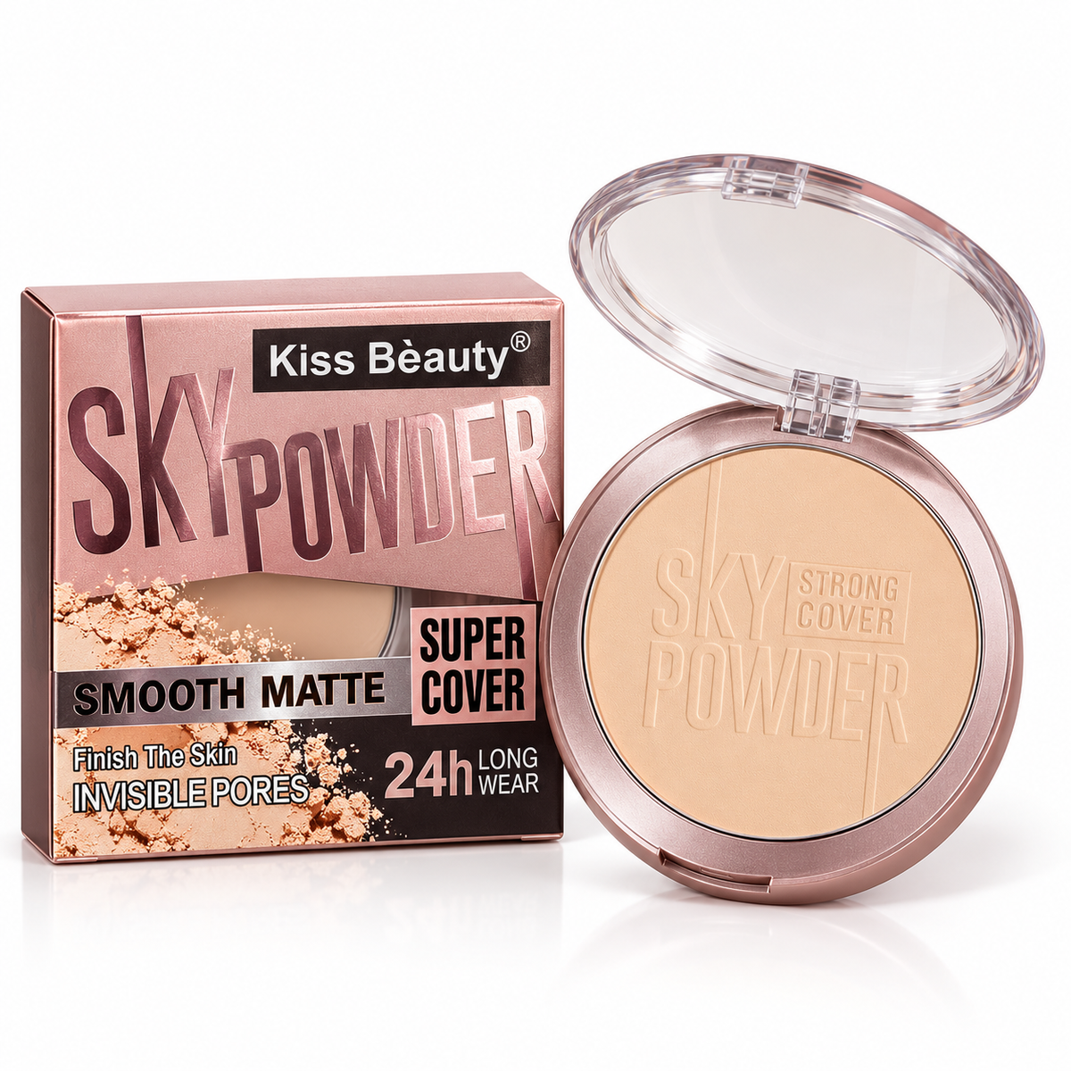 Polvo Compacto Kiss Beauty Sky Matte Super Cover Tono 01