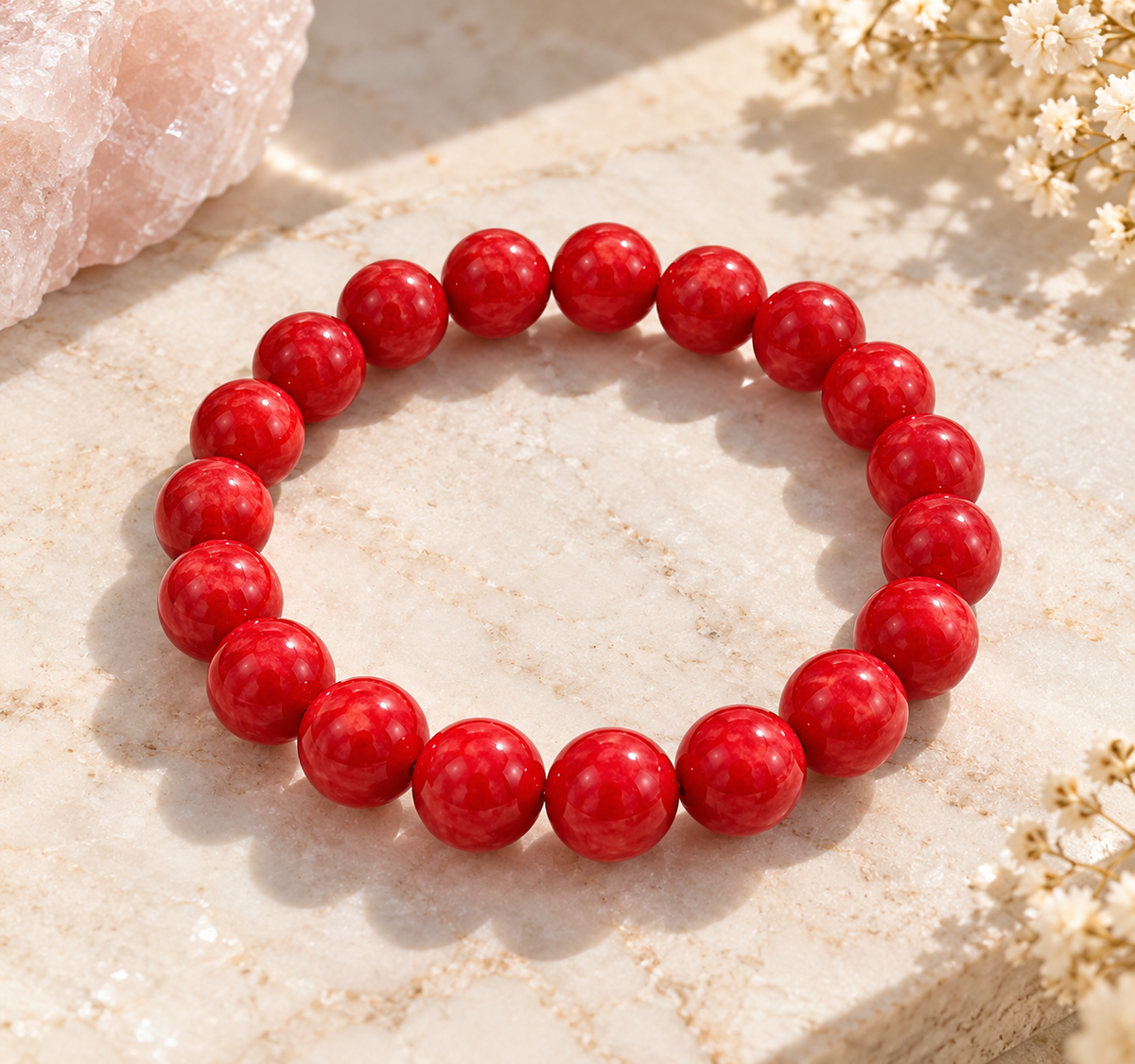 Pulsera De Ágata Roja Piedras Naturales