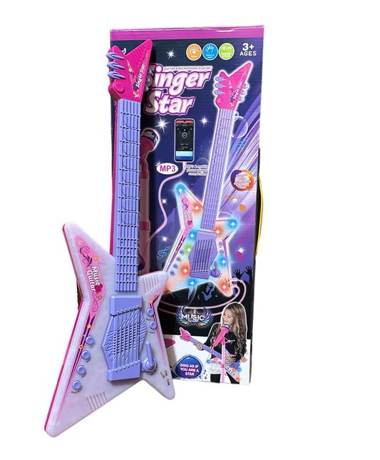 Guitarra Musical Con Micrófono Mini Estrellas