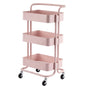 Carrito Organizador Metálico 3 Niveles Con Ruedas ROSA