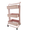 Carrito Organizador Metálico 3 Niveles Con Ruedas ROSA