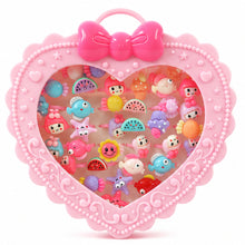 Set de 36 añillos Para Niñas Diseños Varios Caja de Corazon