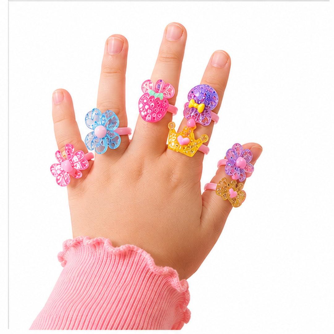 Set de 36 añillos Para Niñas Diseños Varios Caja de Corazon