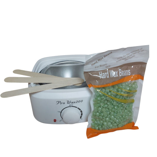 Olla Calentador de Cera 500gr + Cera 100gr + 10 Paletas Depilación