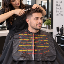 Capa de Barbería con Guías de Corte y Diseño – Protectora para Peluquería
