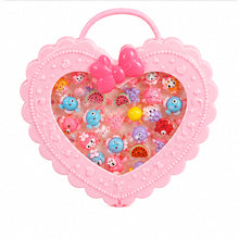 Set de 36 añillos Para Niñas Diseños Varios Caja de Corazon