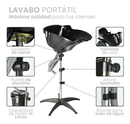 Lavapelo Portatil de Peluqueria Con Depósito de Agua