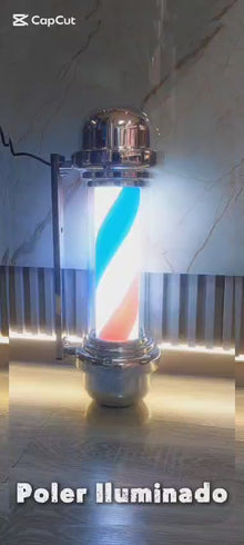 Pole Iluminado De Barbería Giratorio 60x24 cm