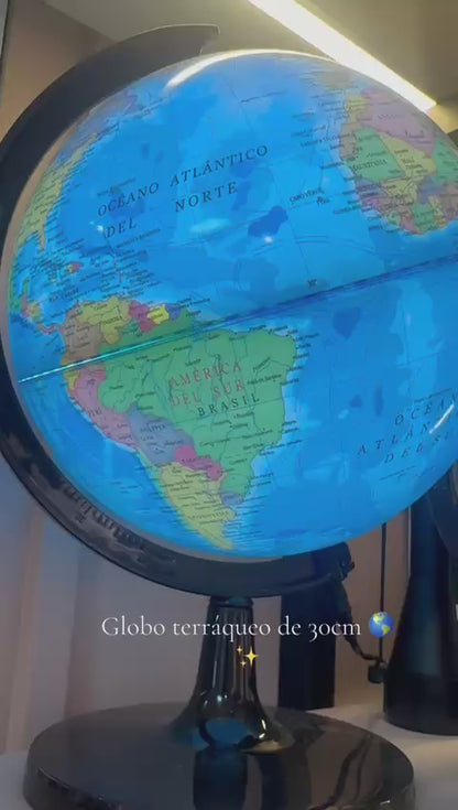 Globo Terráqueo Giratorio Grande 30cm Con Luz