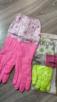 Guantes de Limpieza Extra Largos Impermeables con Puño Floral – Protección para Hogar y Cocina