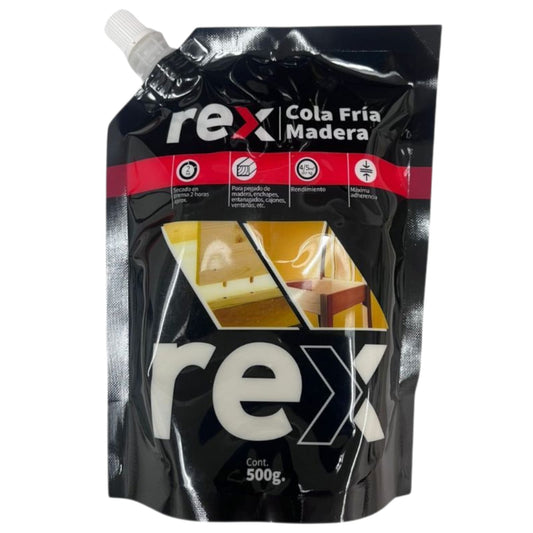 Cola Fria Rex de 500gr Pegamento Para Madera Blanco