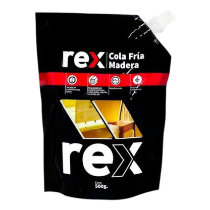 Cola Fria Rex de 500gr Pegamento Para Madera Blanco