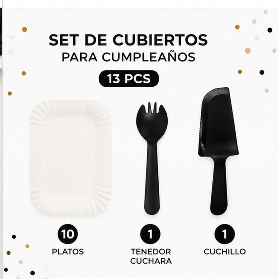 Juego De Platos Y Cubiertos De Cumpleaños 13pcs - vista 16 del producto