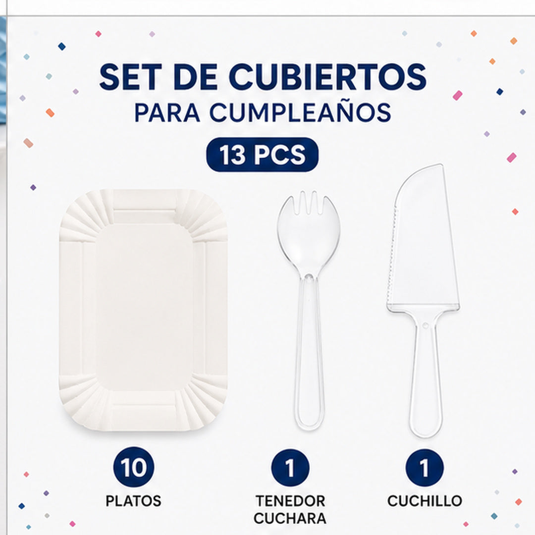 Juego De Platos Y Cubiertos De Cumpleaños 13pcs - vista 8 del producto