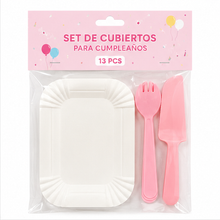 Juego De Platos Y Cubiertos De Cumpleaños 13pcs - variante TRANSPARENTE