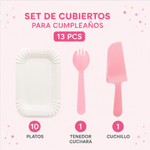 Juego De Platos Y Cubiertos De Cumpleaños 13pcs - variante NEGRO