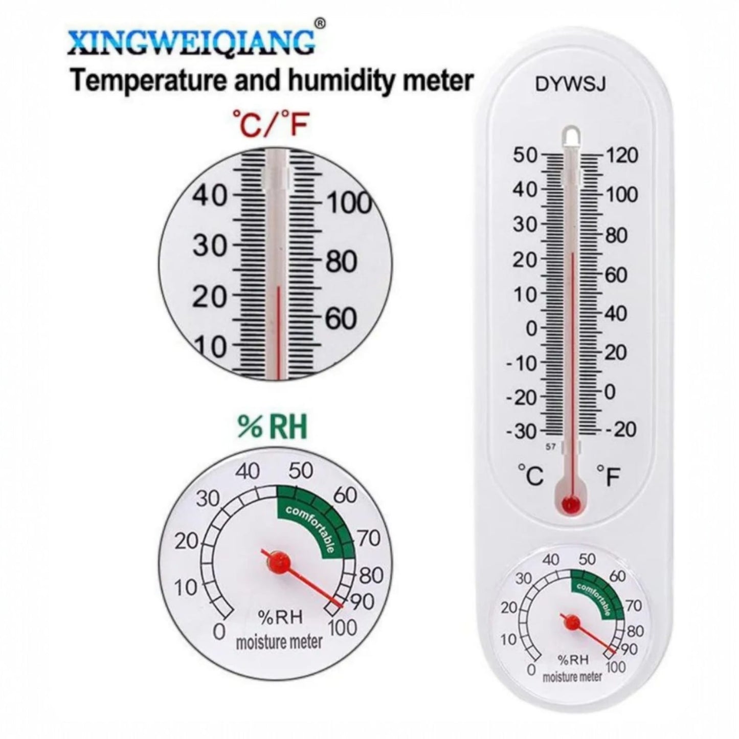 Termómetro e Higrómetro Analógico 2 en 1 Temperatura y Humedad