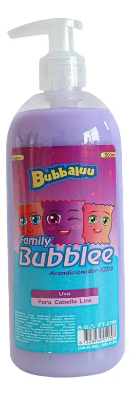 Shampoo y Acondicionador Bubblee Kids Uva Cabello Liso Bubbaluu