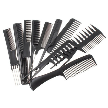 Set 10 Peinetas Negras Para Peluquería Barberia